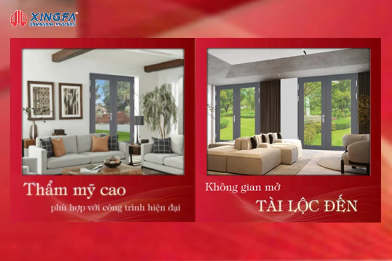 Các mẫu cửa đi mở quay Xingfa Quảng Đông hệ 55 - Bản cánh 145mm