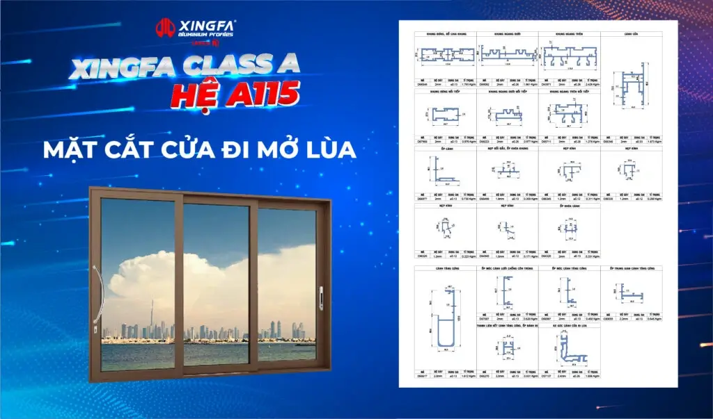 CLASS A HỆ A115 – CỬA ĐI MỞ TRƯỢT