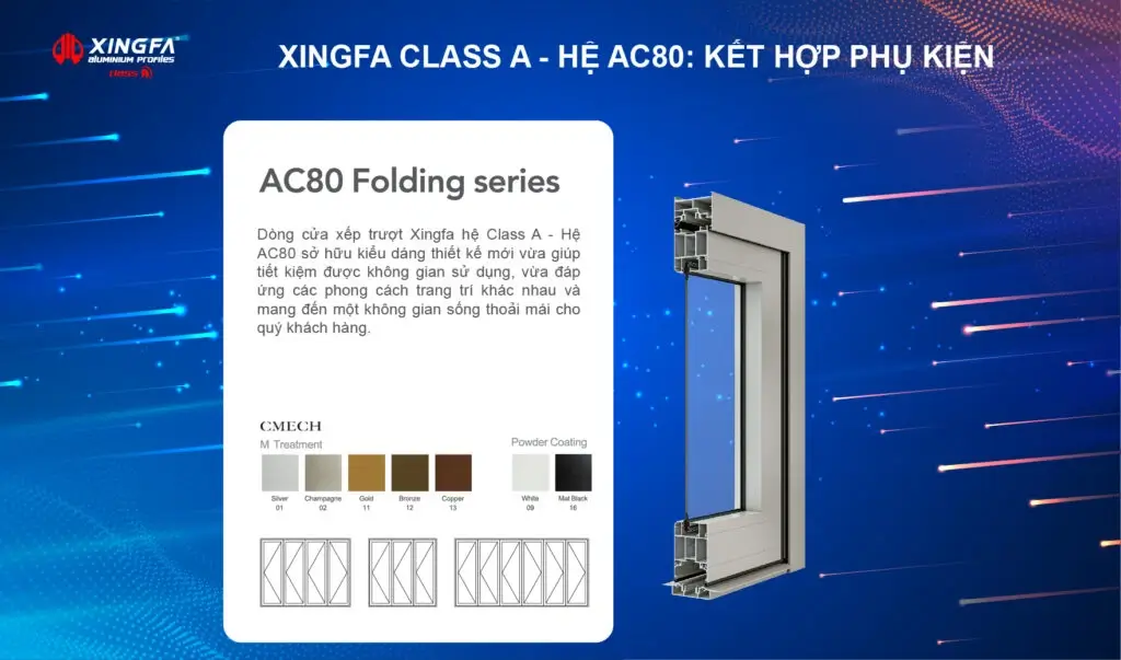 Cửa nhôm CLASS A HỆ AC80 – CỬA ĐI XẾP TRƯỢT