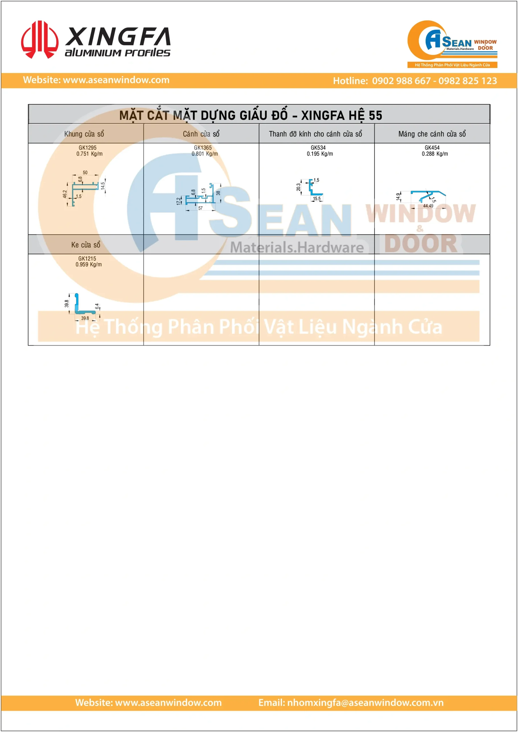 MẶT DỰNG GIẤU ĐỐ XINGFA HỆ 65