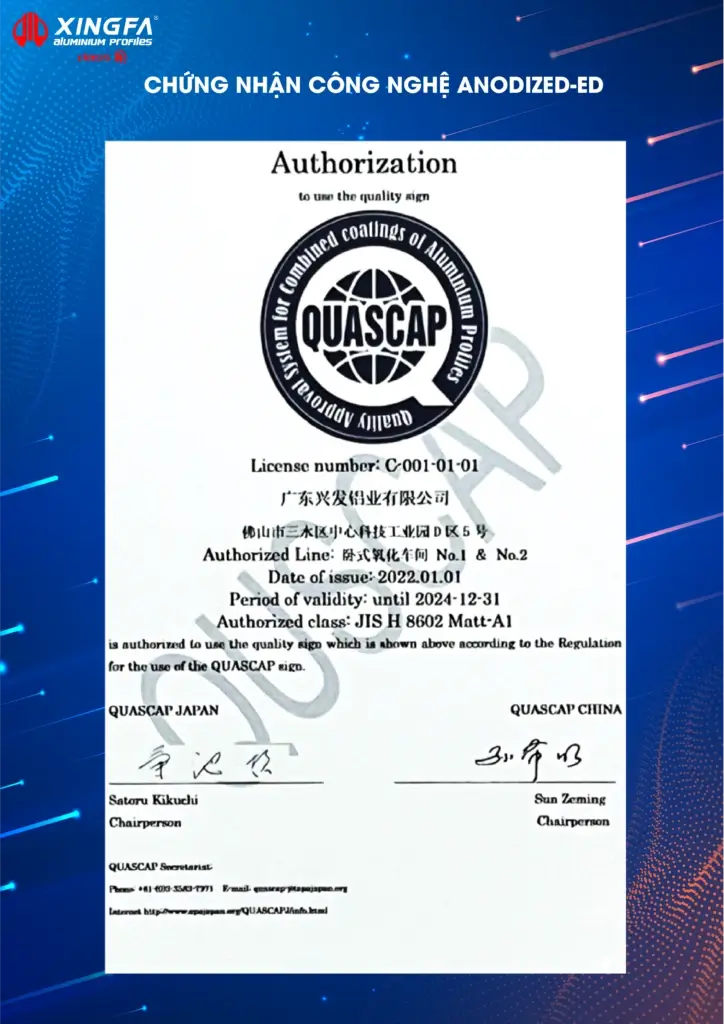 XINGFA HỆ CLASS A CÔNG NGHỆ ANODIZED–ED
