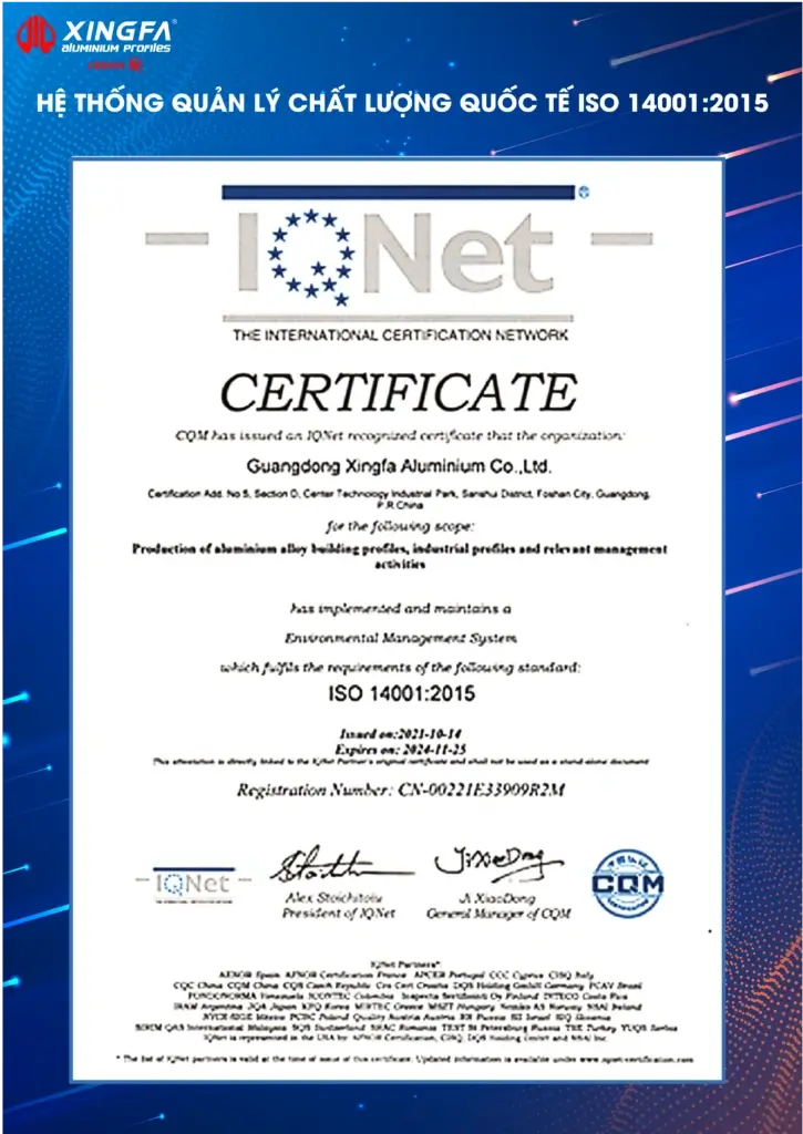 XINGFA HỆ CLASS A CÔNG NGHỆ ANODIZED–ED