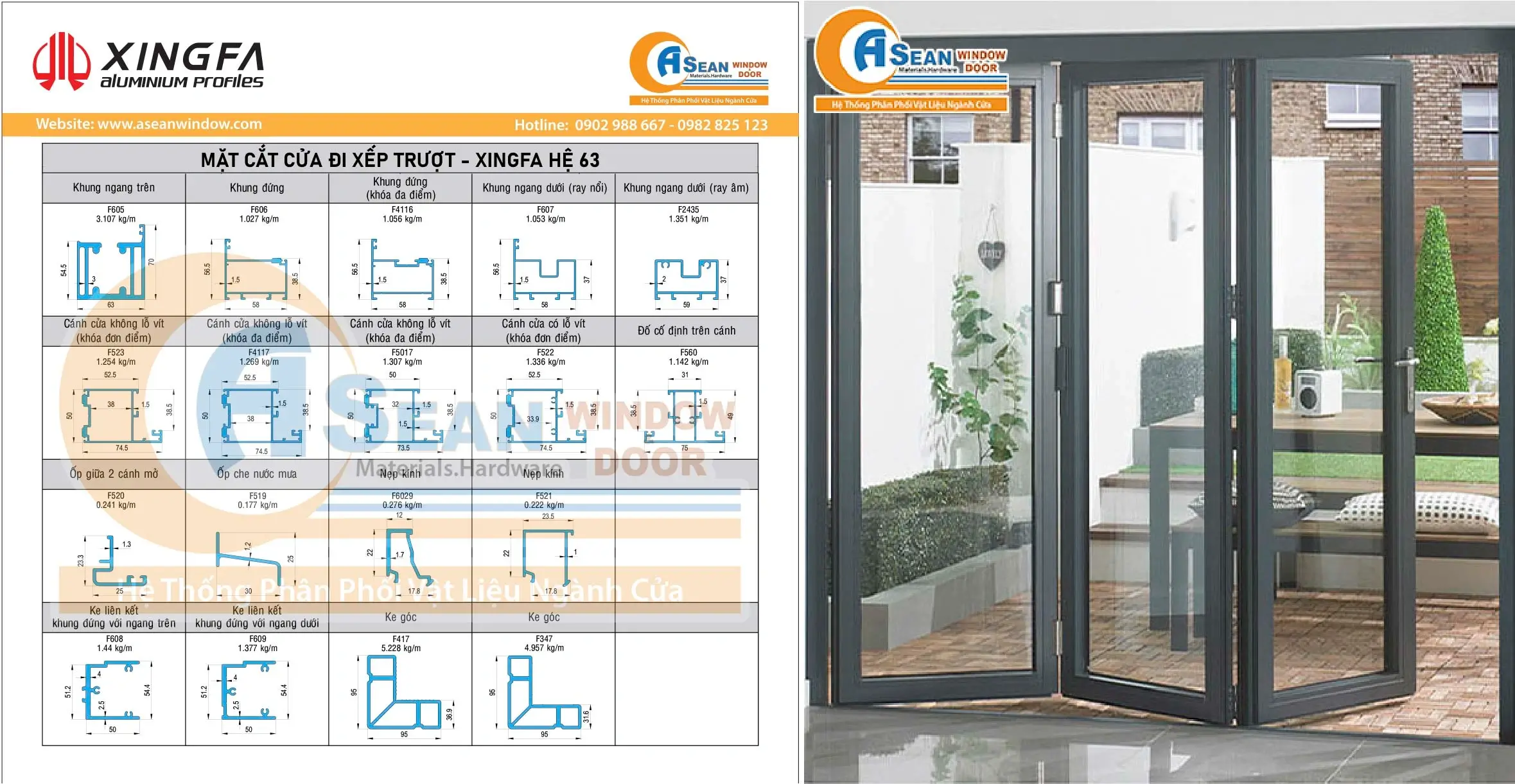 XINGFA QUẢNG ĐÔNG XẾP TRƯỢT HỆ 63