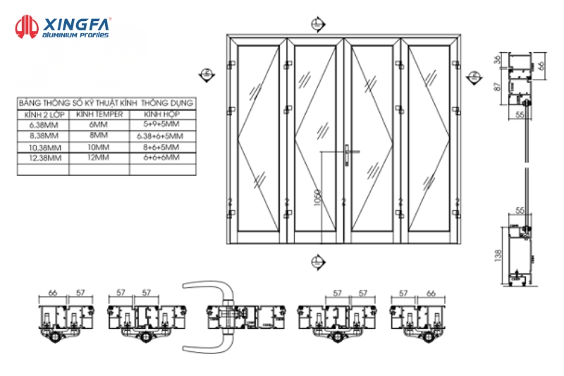 Công Thức Trừ Cửa Lùa Hệ 55 PMA