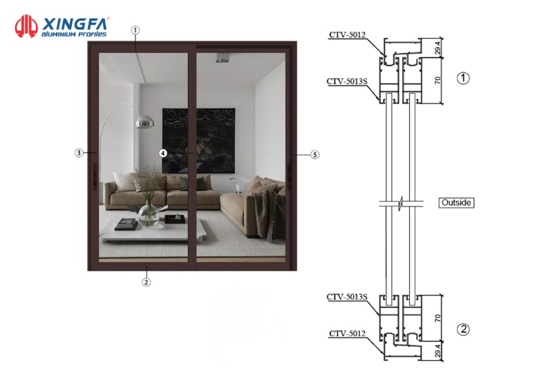 Công thức trừ cửa lùa hệ 55 vát cạnh