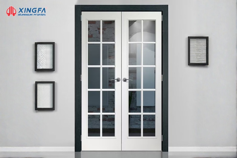 Cửa nhôm 2 cánh chia ô