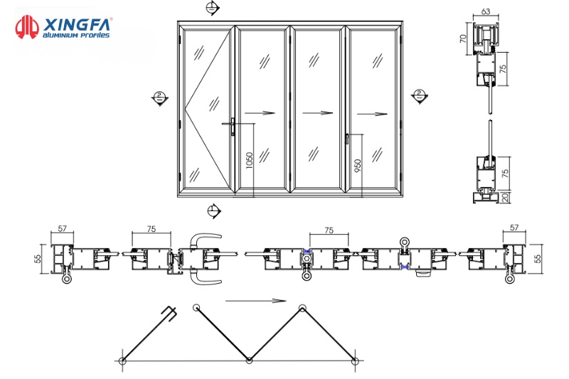 Cửa nhôm kính 4 cánh